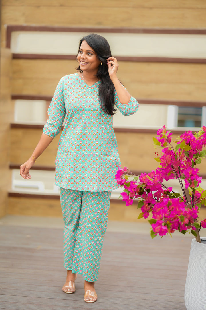 HAASYA-Mint Night Co-ord Set