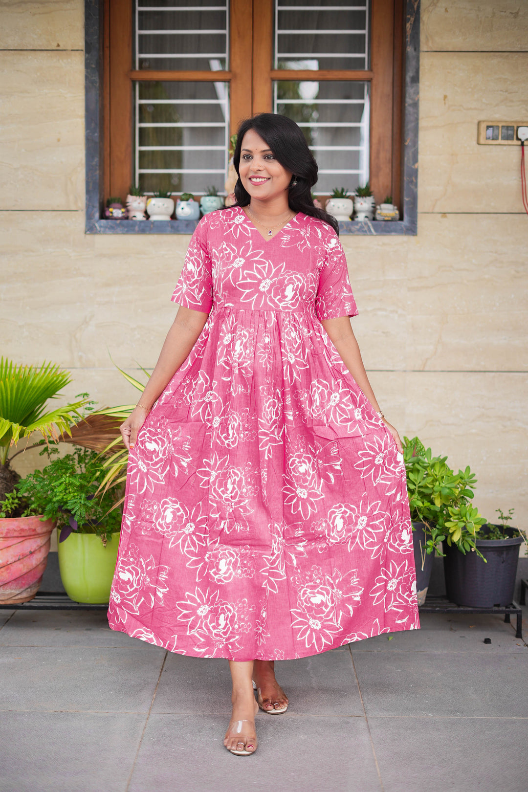 Pink Day to Night Dress Without Lining