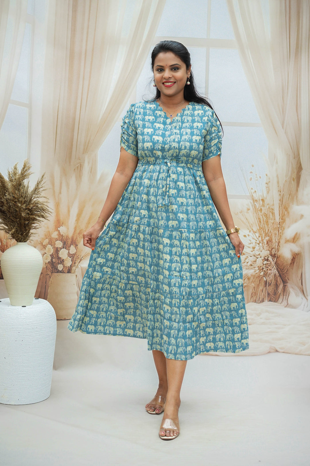 Elephant Casual Dress With Lining