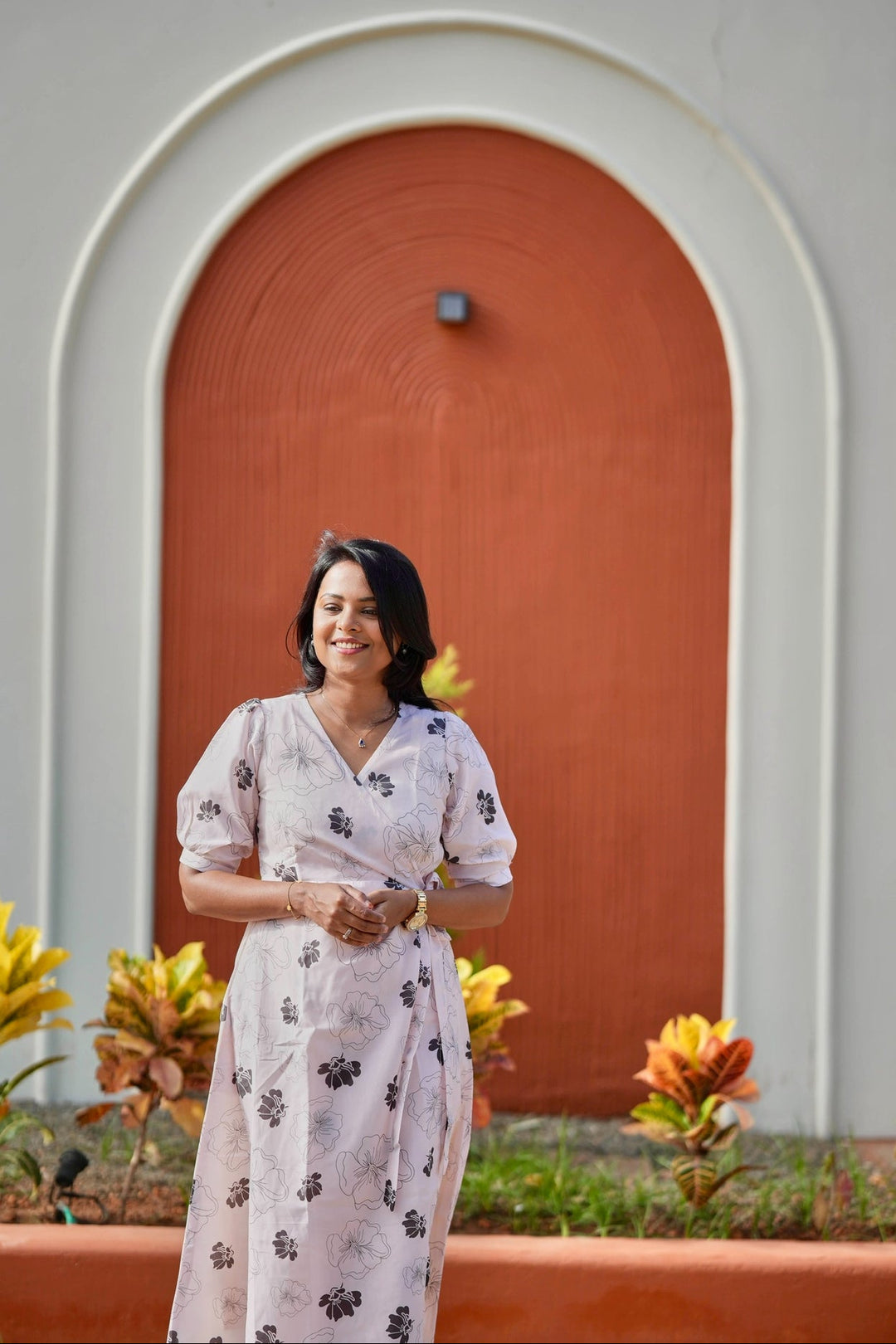 Floral wrap dress with lining slip ( choose smaller size for good fit )