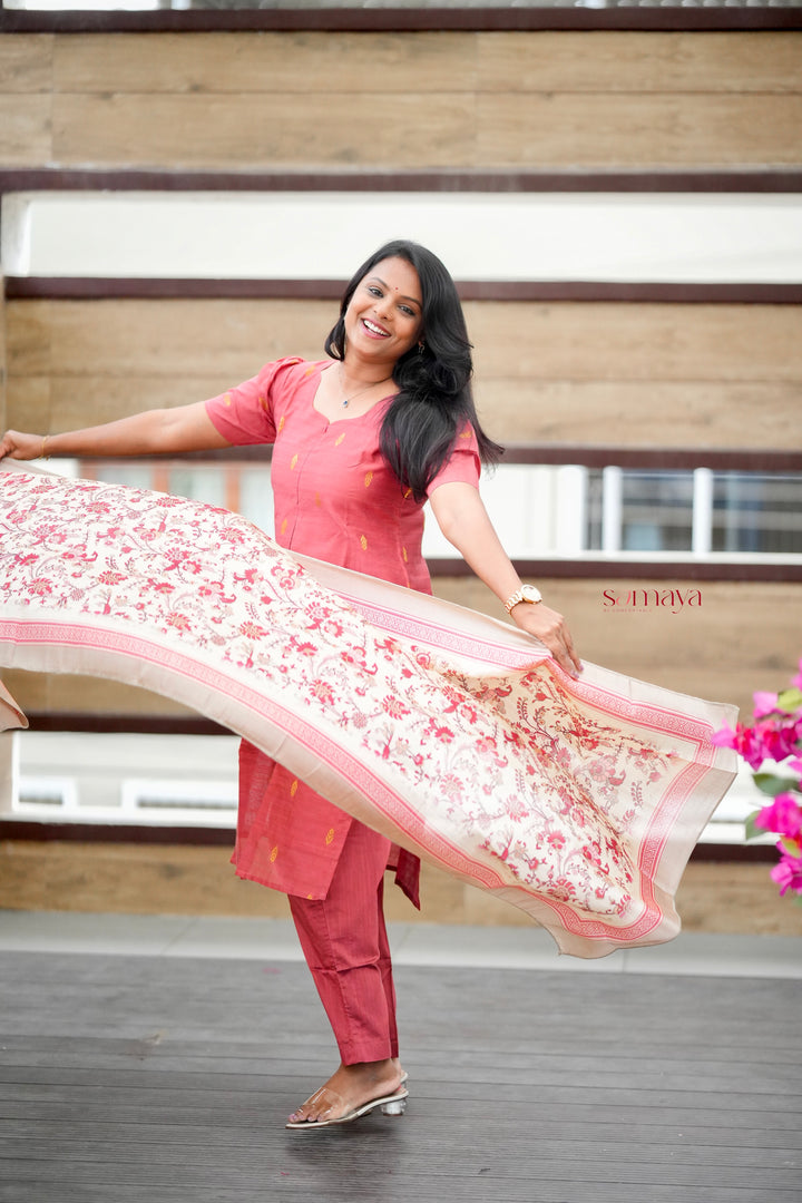 Divya  3 piece raw silk suit set with dupptta set of 3 ( Ready to dispatch )