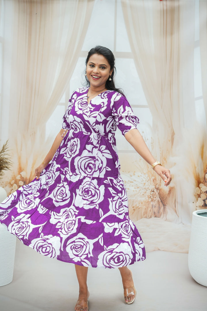 Violet Casual Dress With Lining