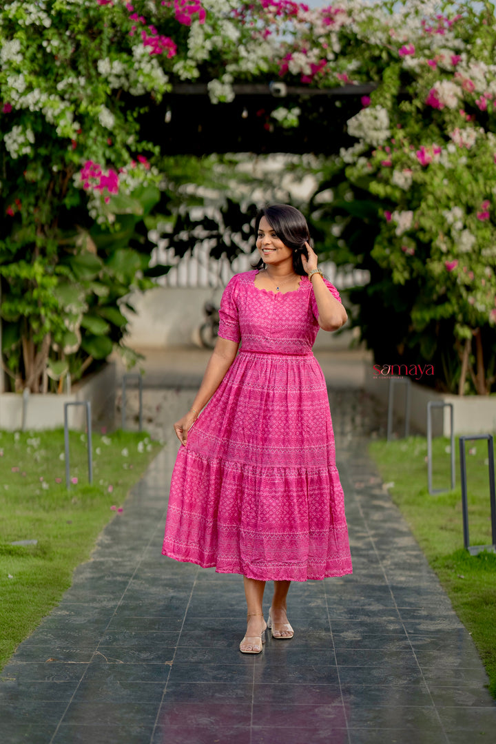 Aria  Hakoba bandhani print  Dress With Lining