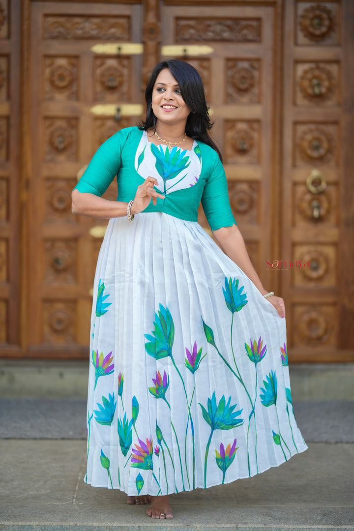 Mayil Chanderi Dress With Lining ( over coat detachable ) ( ready to dispatch)