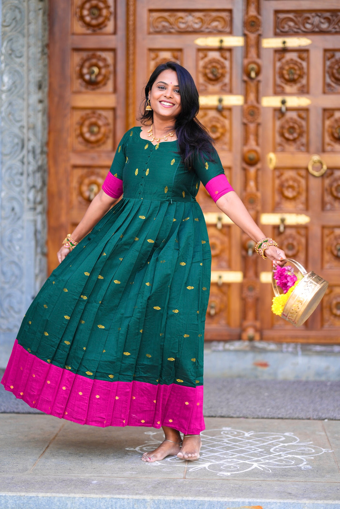 Madurai Meenakshi  maxi Dress With Lining