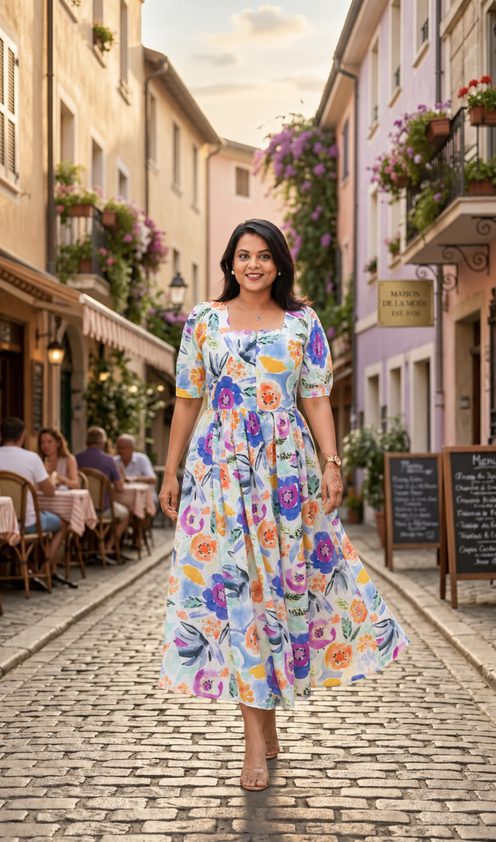 Nayam georgette casual  Dress With Lining ( No-Iron Everyday Dress)