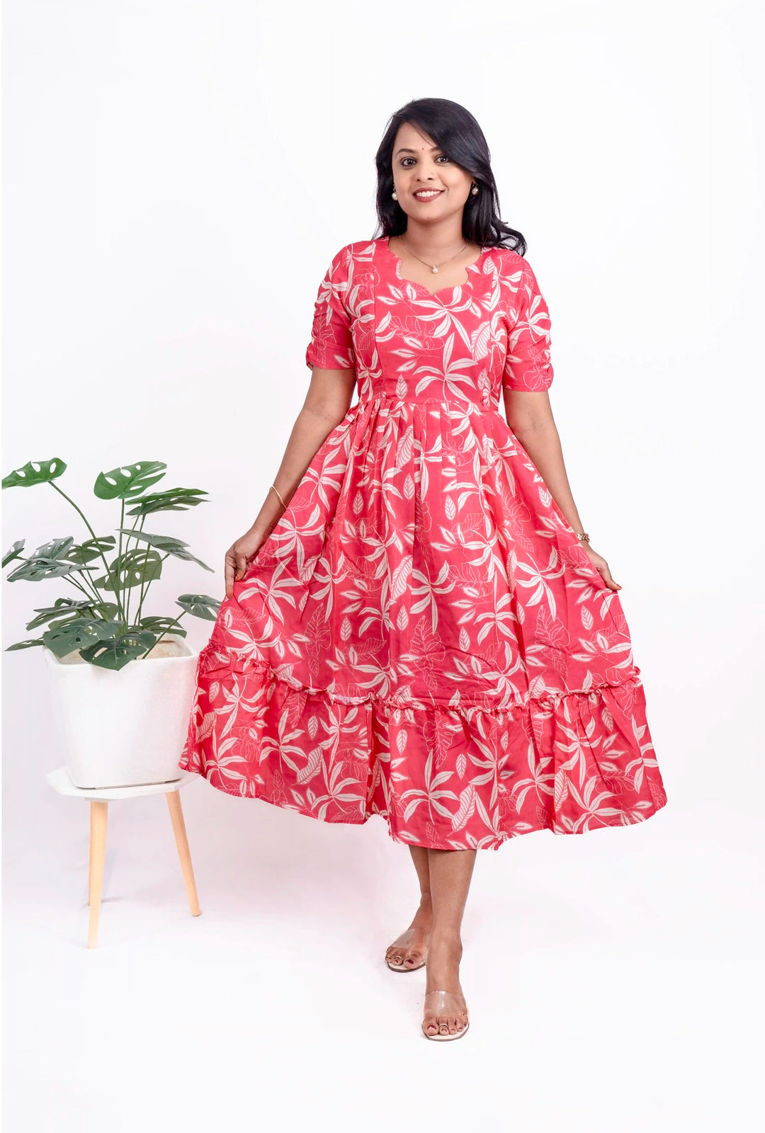 Peach Day To Night Dress Without Lining