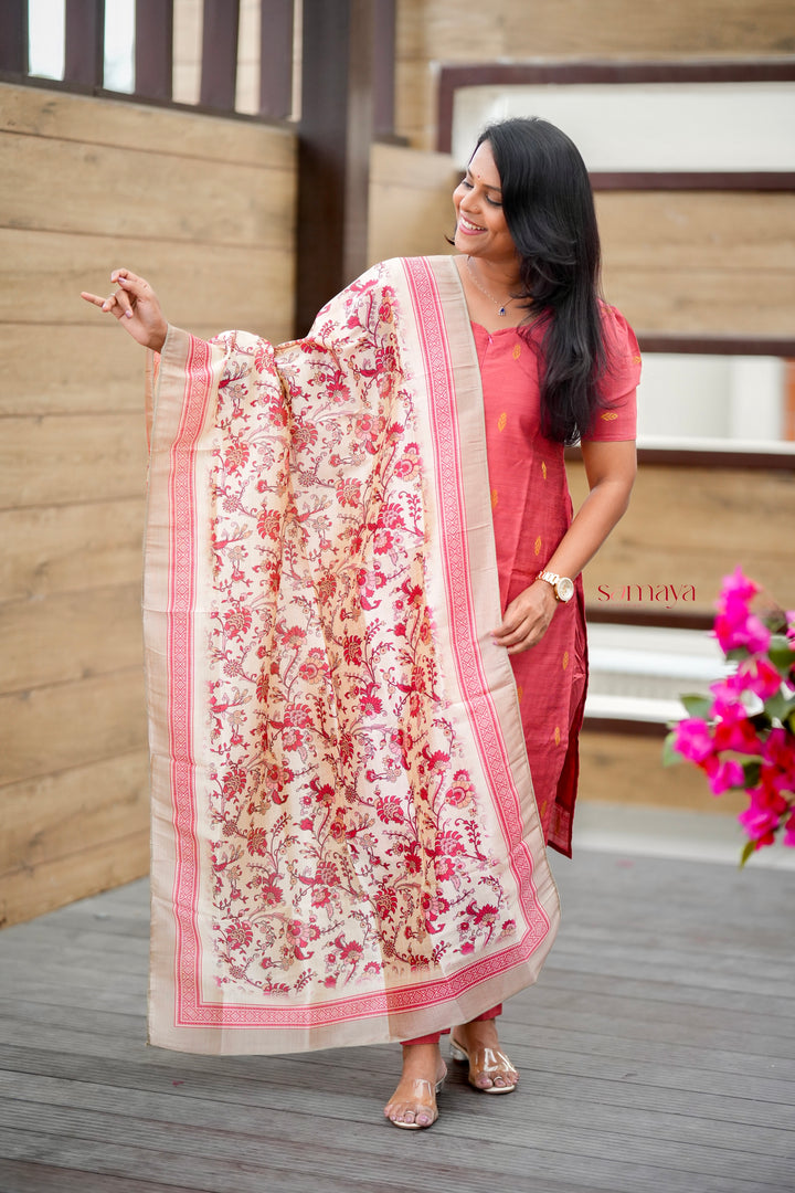 Divya  3 piece raw silk suit set with dupptta set of 3 ( Ready to dispatch )