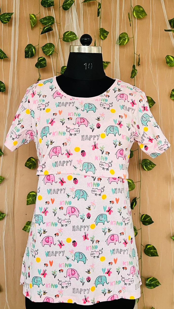 Pink Jungle Maternity T-shirt( Minor embroidery variation so sold at sale price )