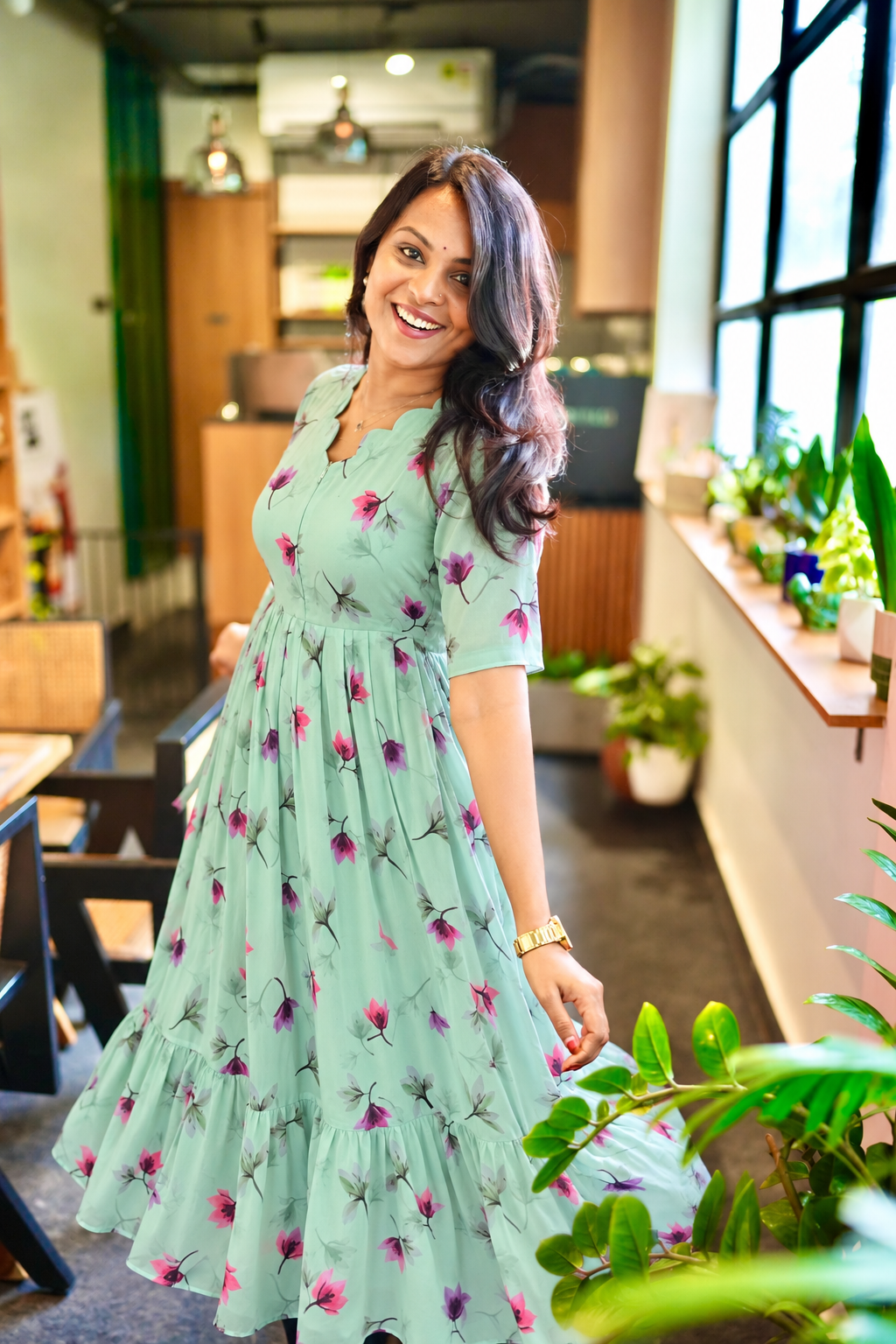 Ria  georgette casual  Dress With Lining ( No-Iron Everyday Dress)