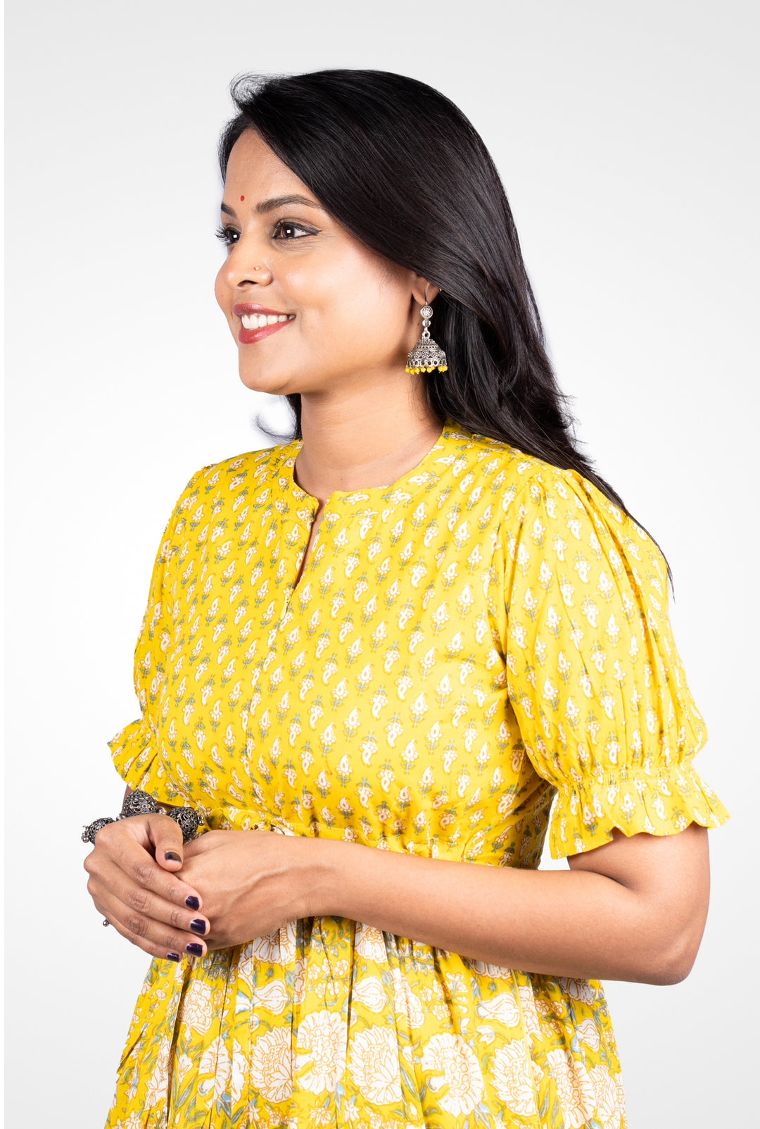 Yellow casual Maxi Dress With Lining Non-Maternity & Feeding-Friendly Dress