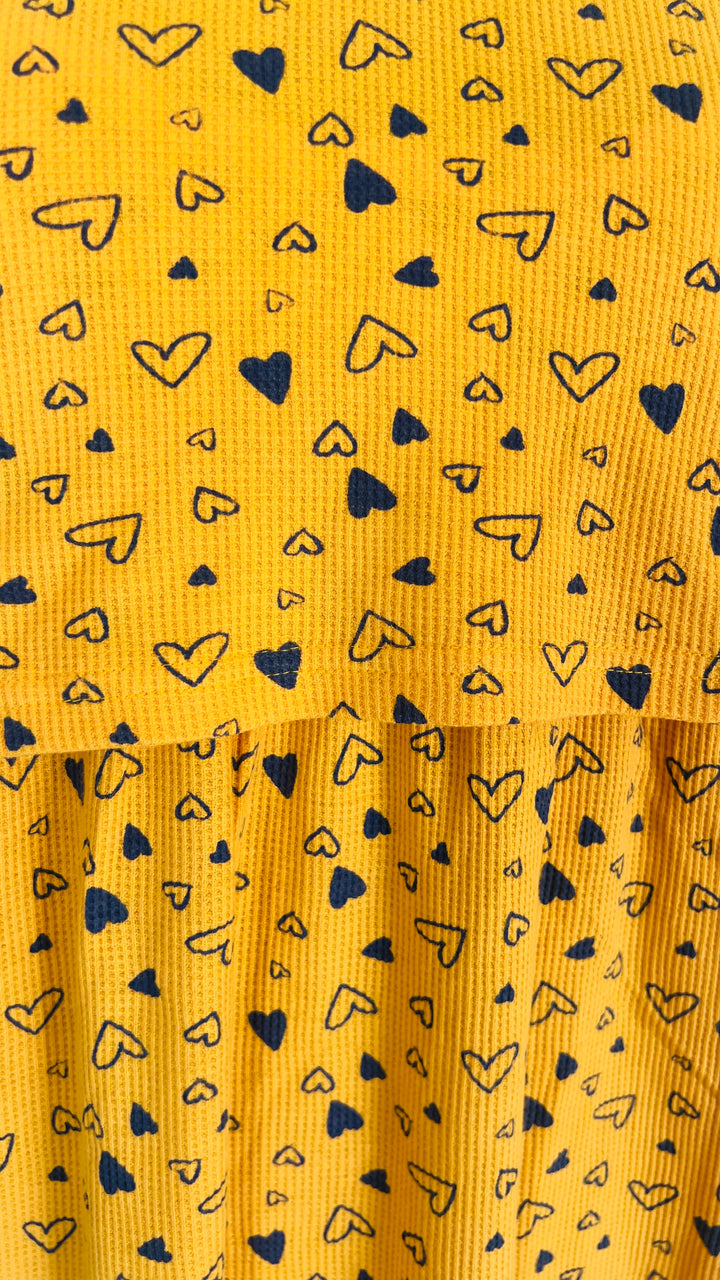 Calf Length Yellow Waffle Light Weight Dress