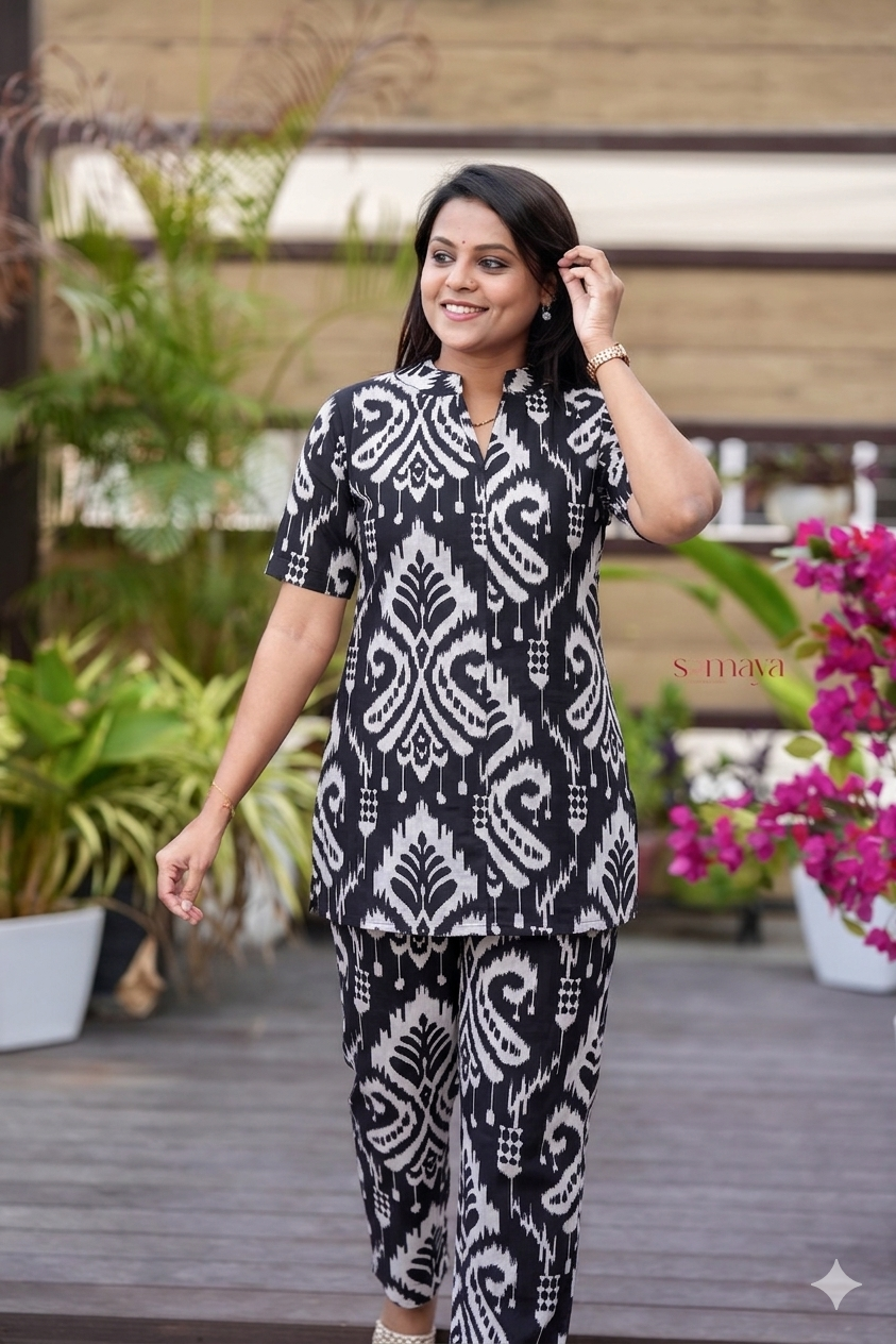 Theera -Ikkat day to   Night Co-ord Set