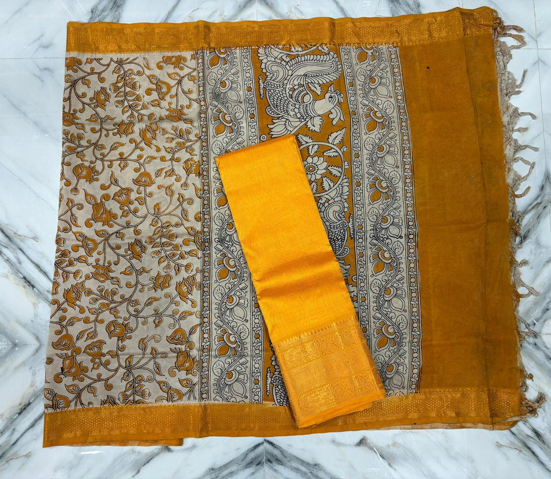 Mangalgiri kanchi border top  with nizam border chennuri silk dupatta