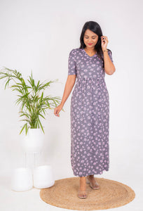 Maxi Grey Flower Light Weight Dress