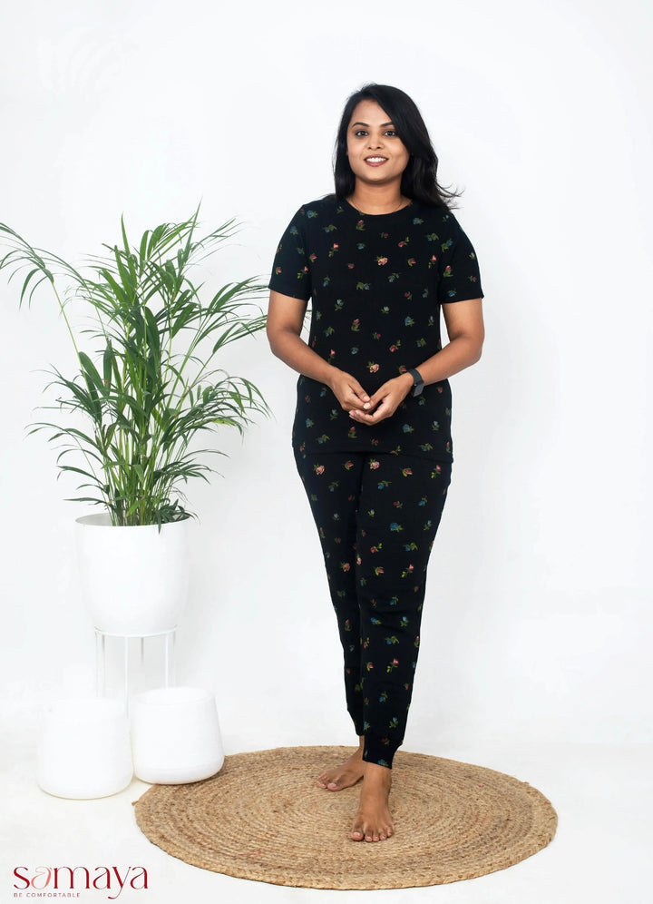 Black Ribbed Pant Set