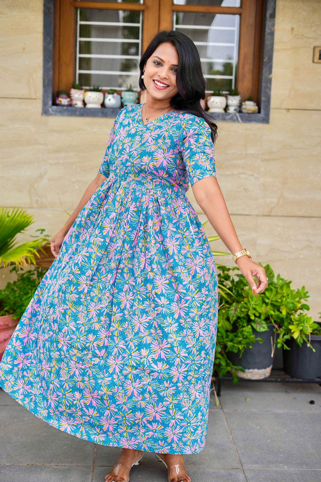 Mayil -Blue day to night dress without lining