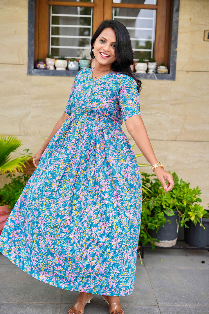 Mayil -Blue day to night dress without lining