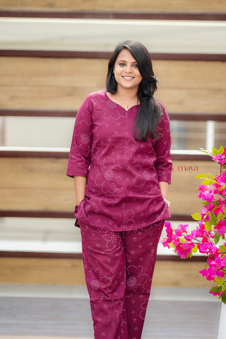 ZARA-plum Night Co-ord Set