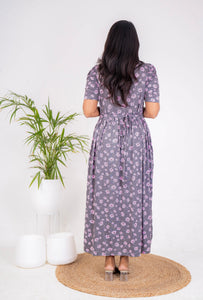 Maxi Grey Flower Light Weight Dress