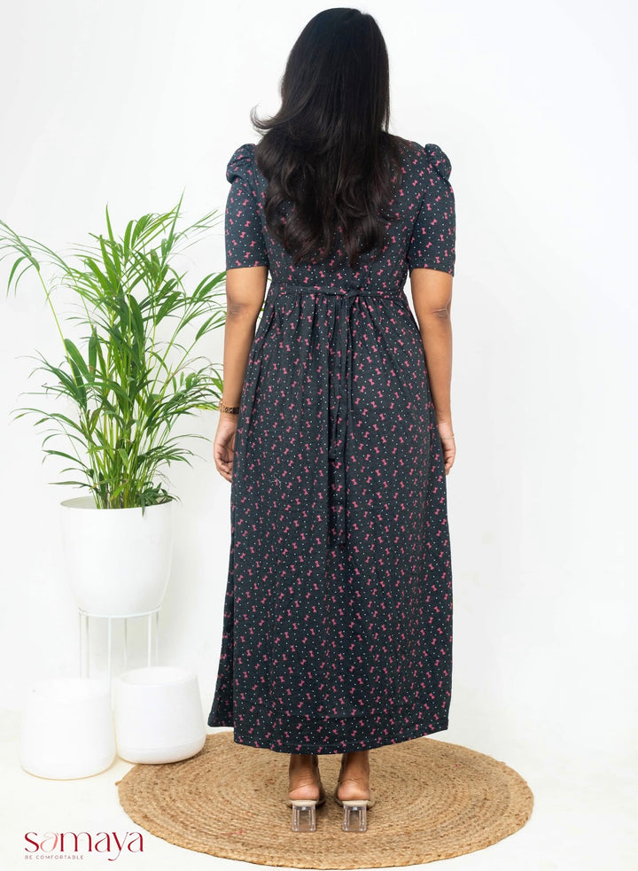 Maxi  Ribbon Grey Light Weight Dress ( minor embroidery variation so sold at t sale price)