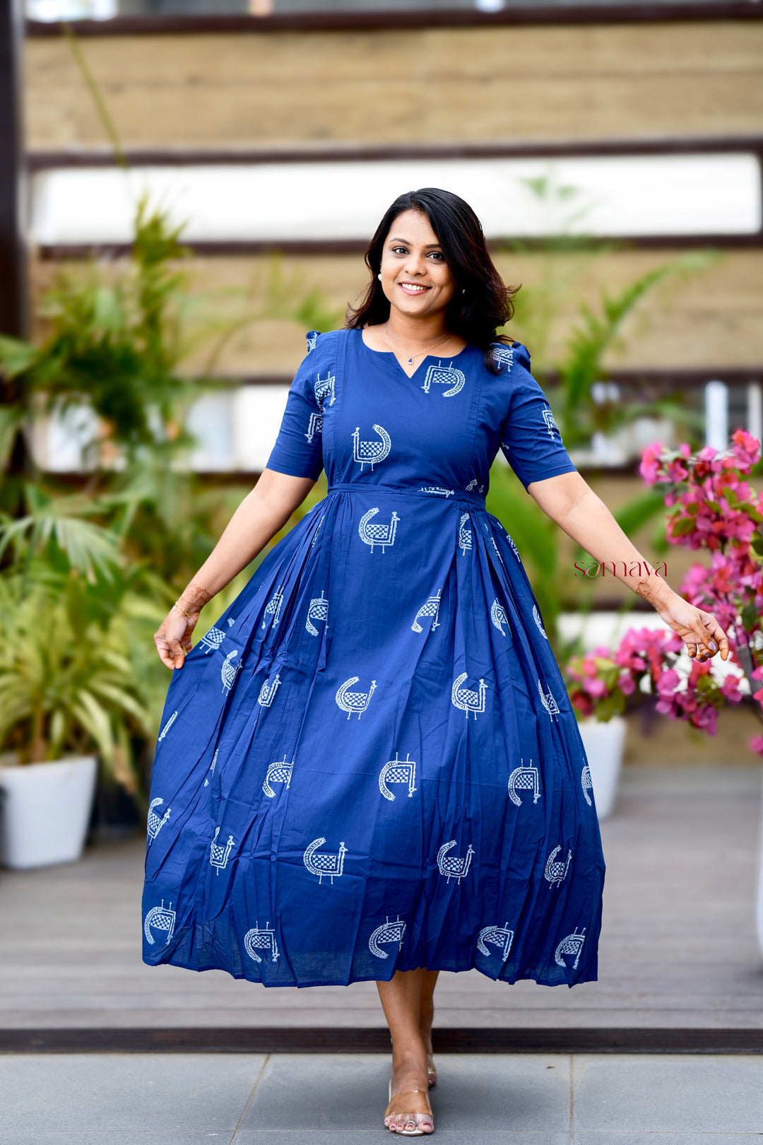 Peacock  Casual Dress With Lining