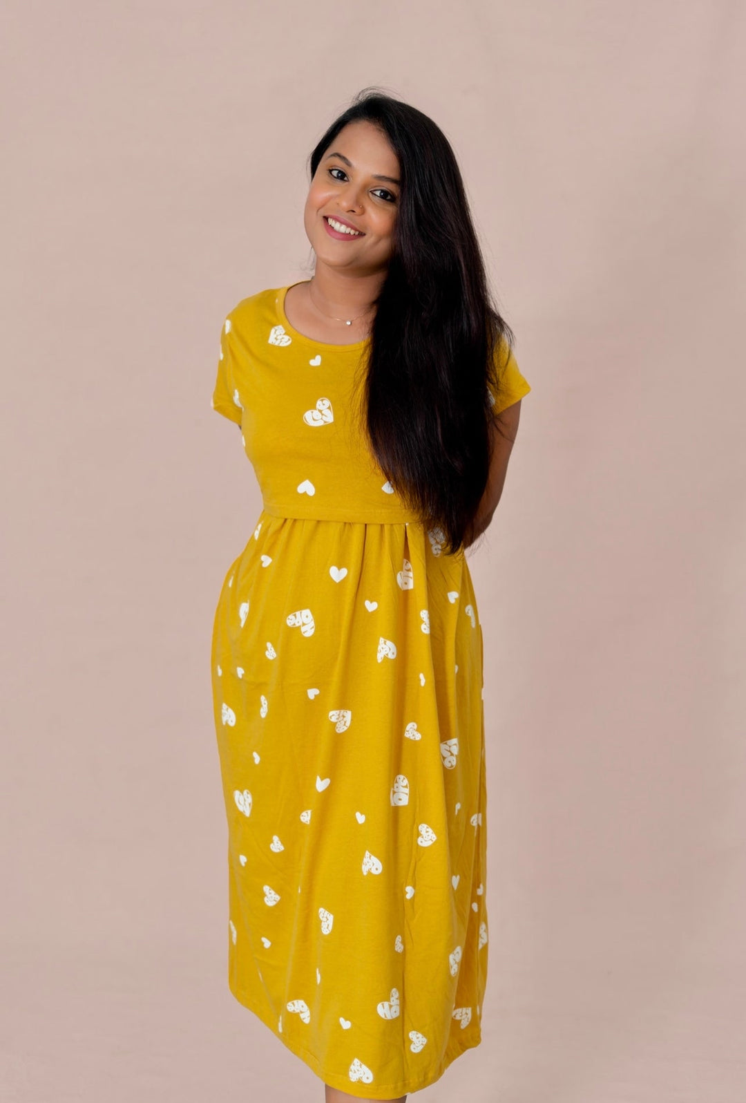 Midi Mustard Love Ribbed( Minor embroidery variation )