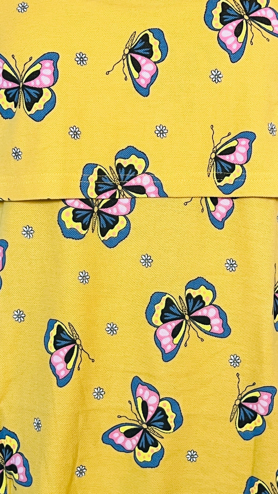 Yellow Butterfly Maternity T-shirt( Minor embroidery variation so sold at sale price )