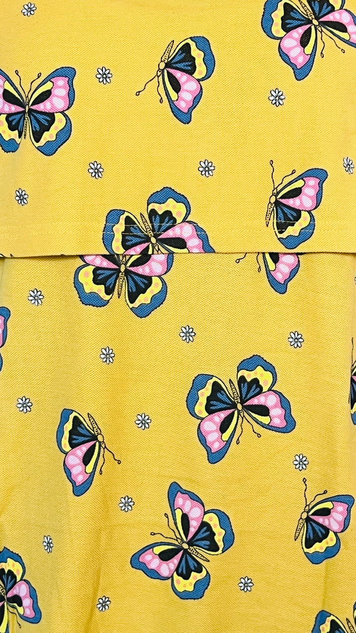 Yellow Butterfly Maternity T-shirt( Minor embroidery variation so sold at sale price )
