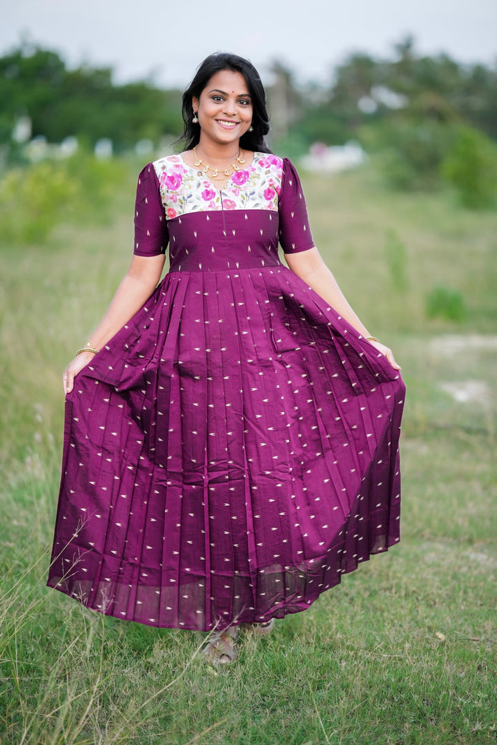 Durga Raw silk maxi Dress With Lining