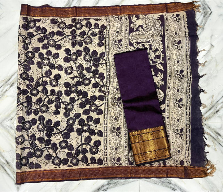 Mangalgiri kanchi border top  with nizam border chennuri silk dupatta