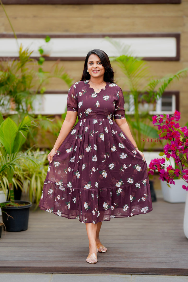 Daisy  georgette casual Dress With Lining ( No-Iron Everyday Dress)
