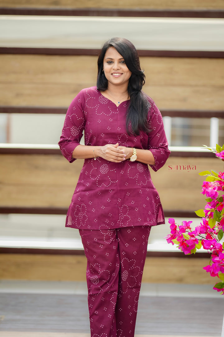 ZARA-plum Night Co-ord Set