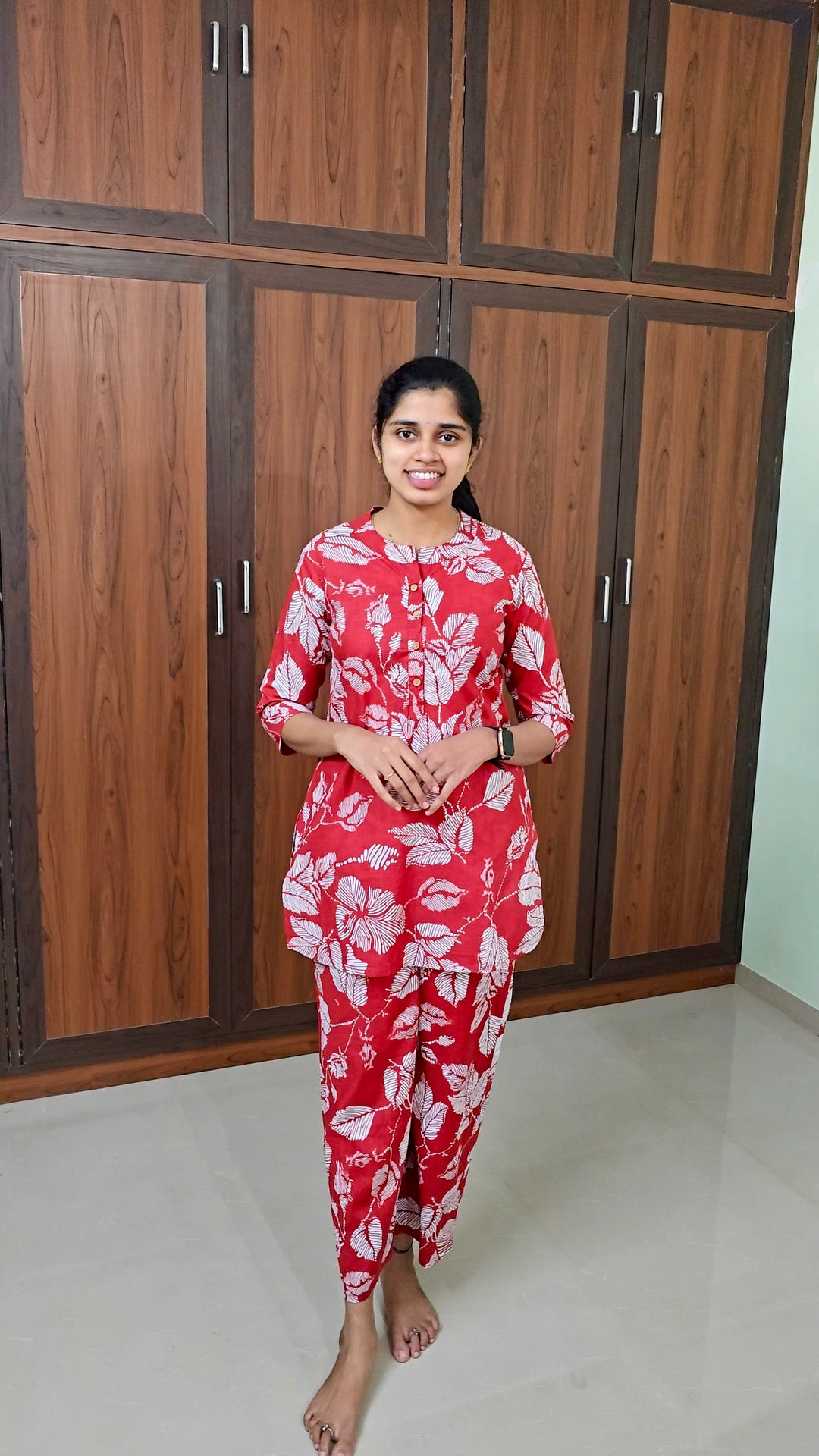 THEERA -Red Night Co-ord Set