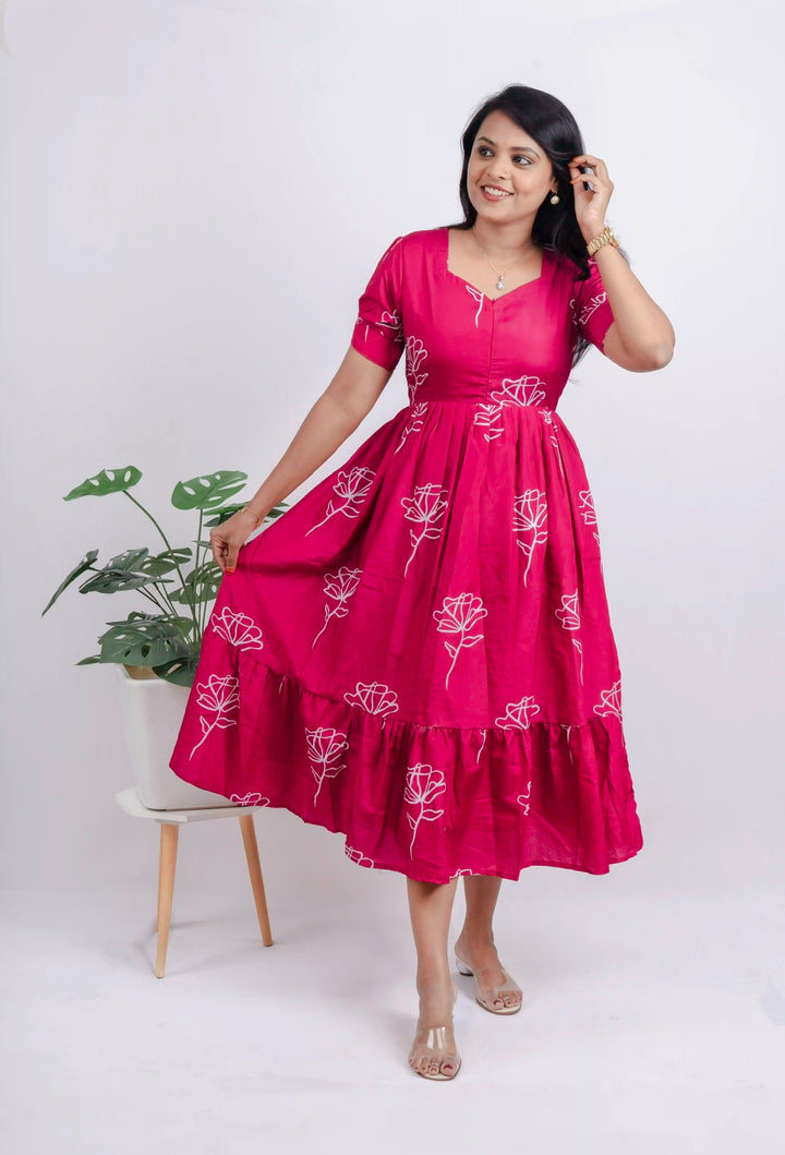 Pink Casual Dress With Lining ( No-Iron Everyday Dress)