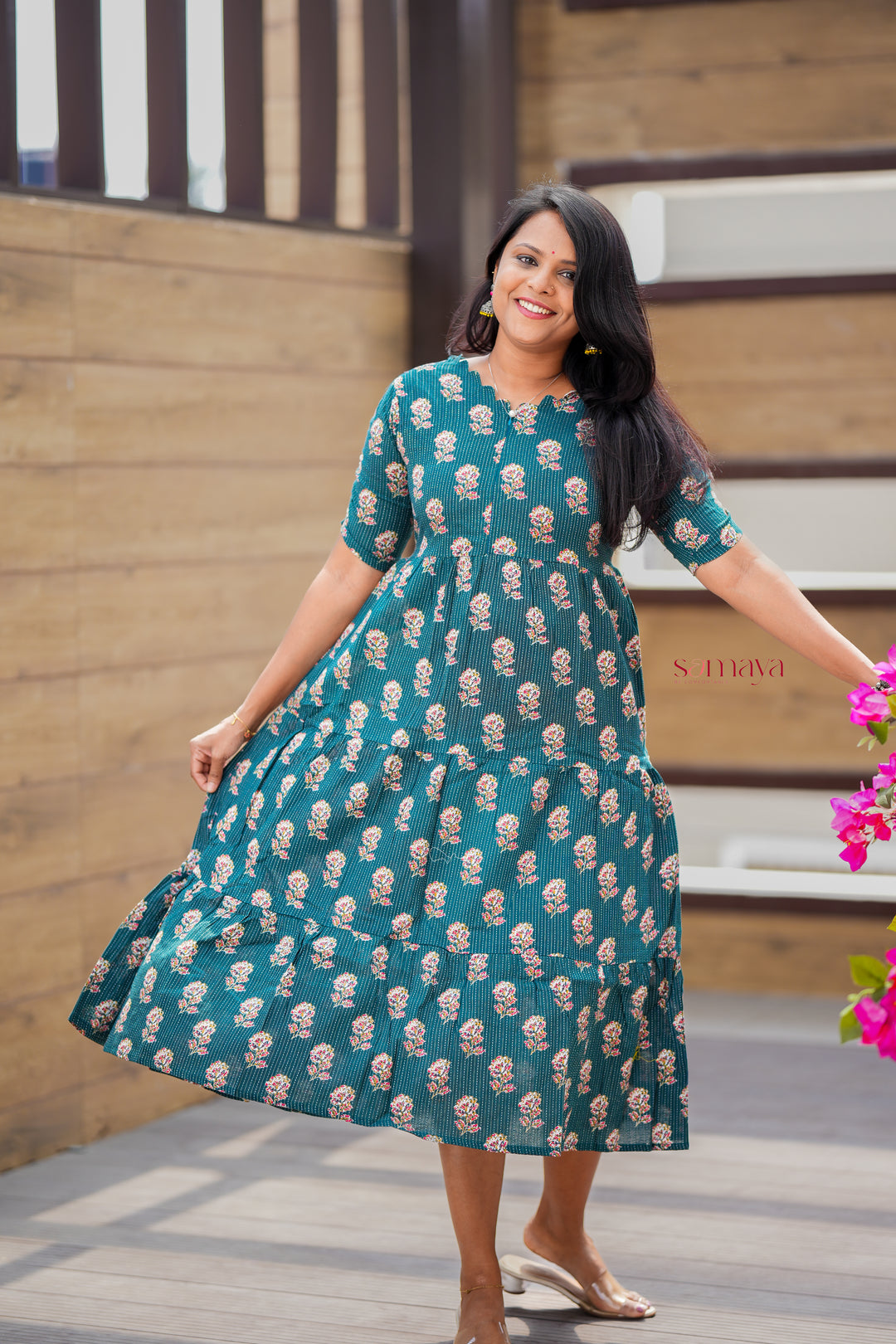 Dark Green day to night dress without lining