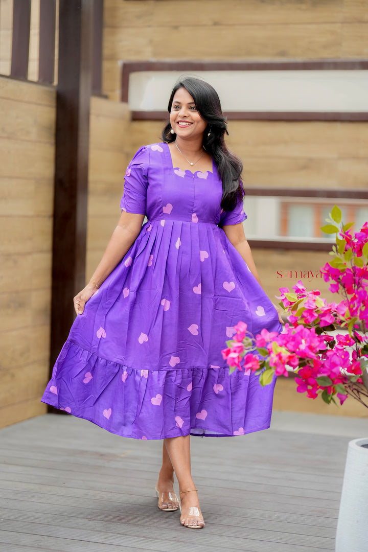 Purple Heart Dress With Lining