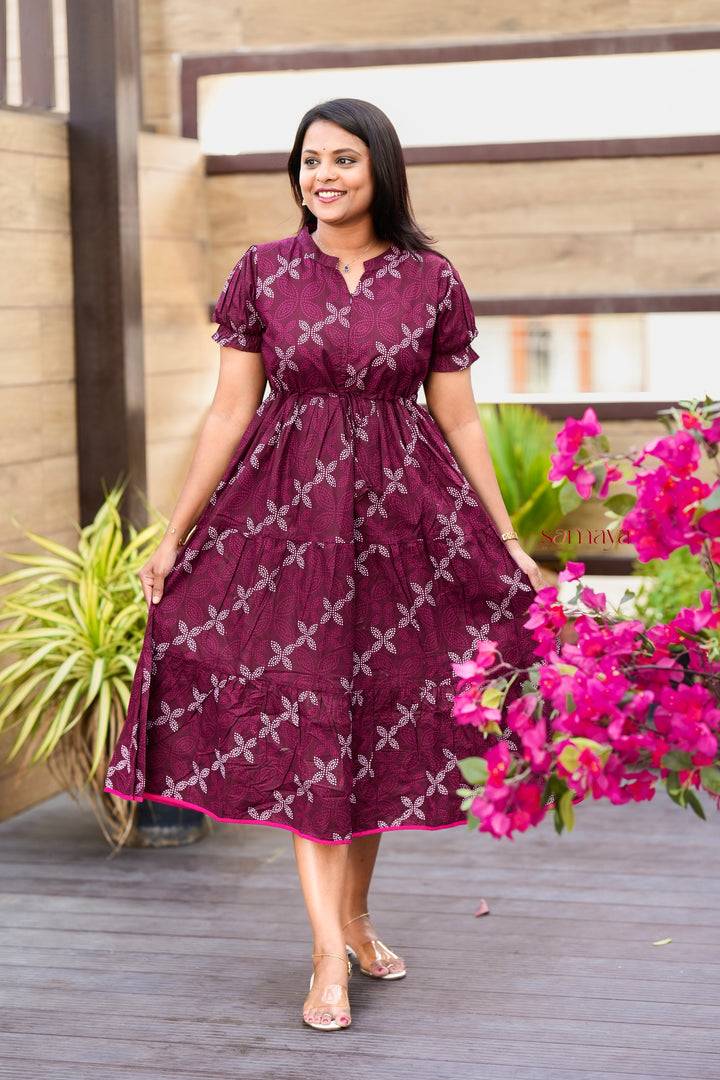 Plum casual Dress With Lining
