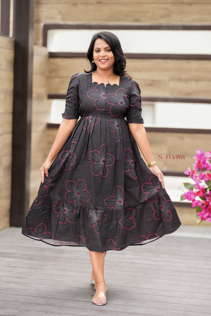 Siyaara Dress With lining( Wrinkle-Free Cotton Blend Dress)