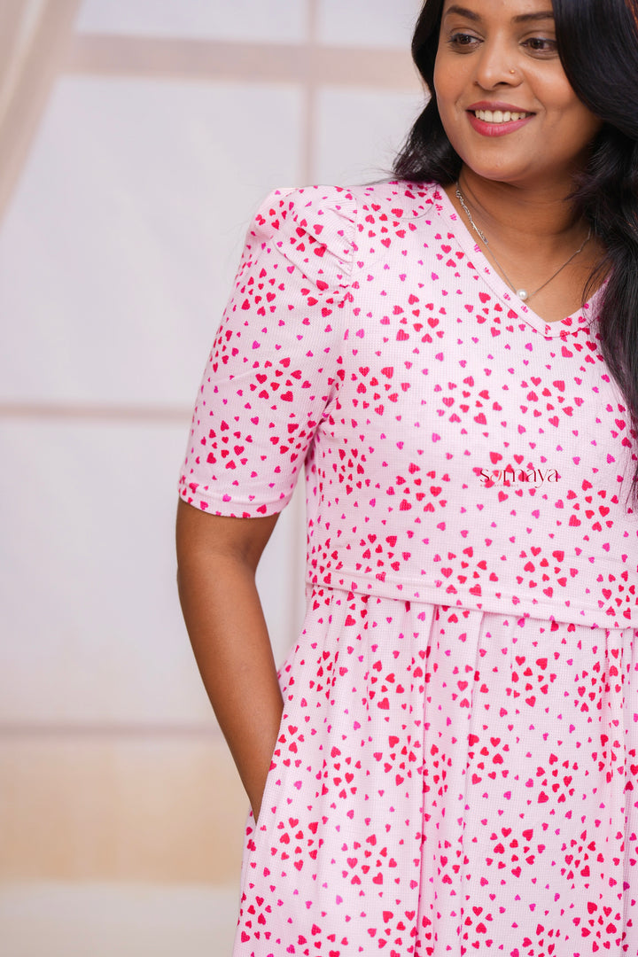 Maxi Babypink Waffle  Dress