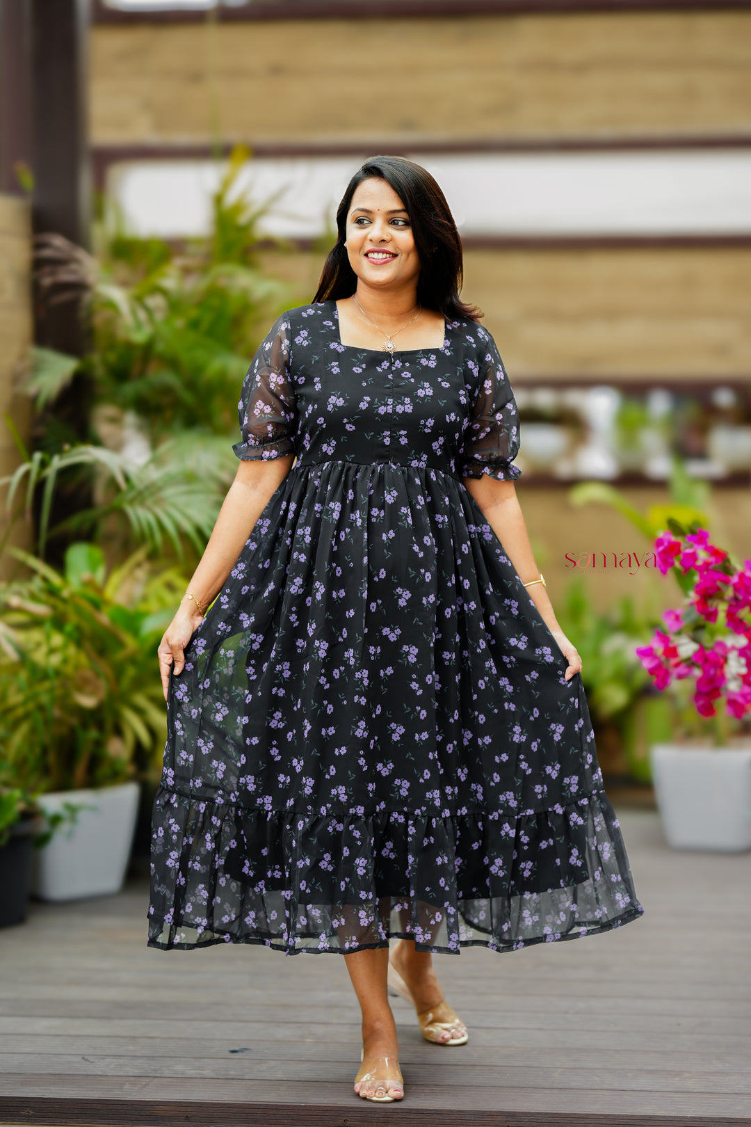 Shri georgette casual  Dress With Lining ( No-Iron Everyday Dress)
