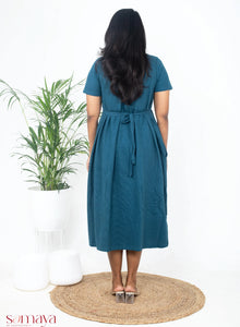 Midi Green Mom thick Weight Waffle Dress