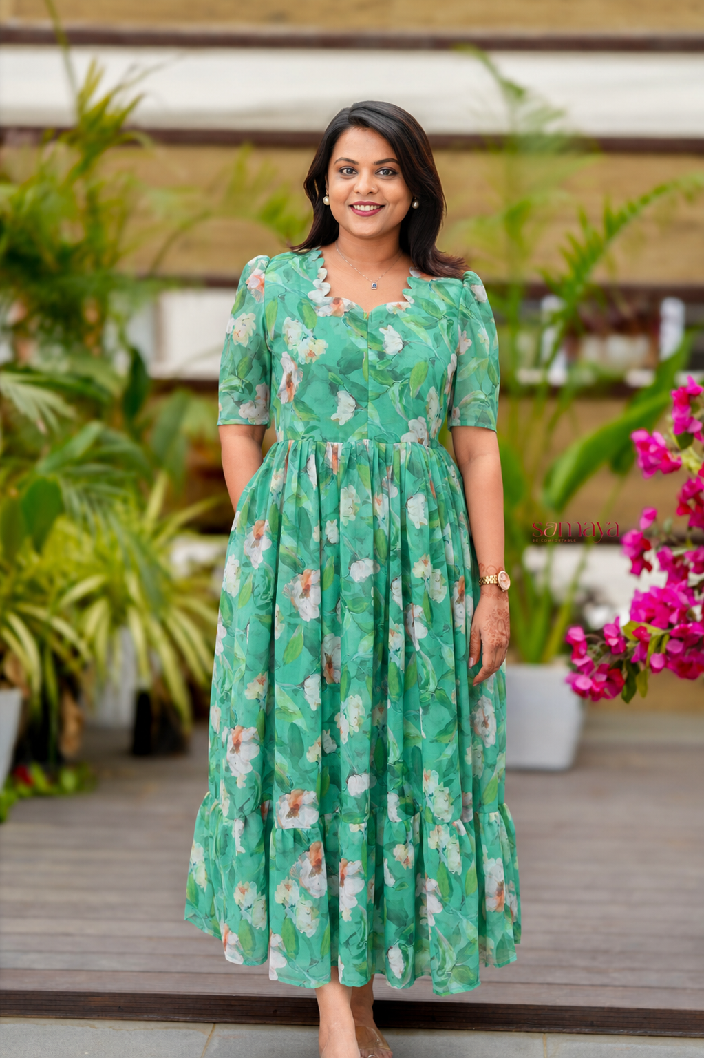 Pavai georgette casual  Dress With Lining ( No-Iron Everyday Dress)
