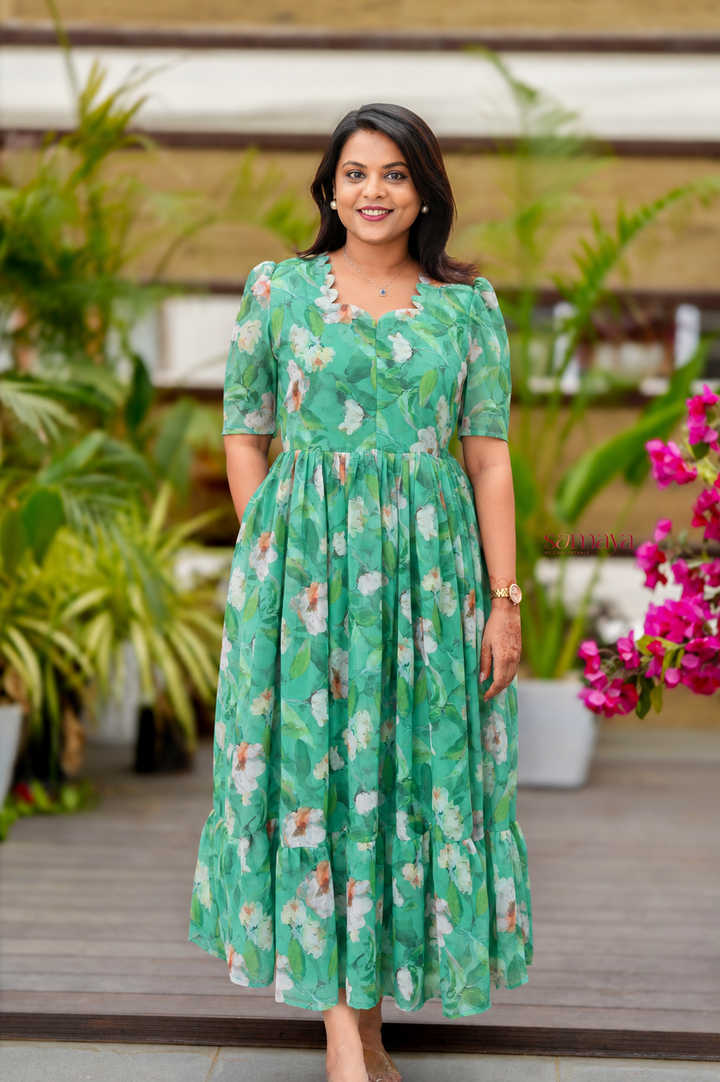 Pavai georgette casual  Dress With Lining ( No-Iron Everyday Dress)