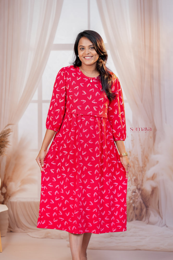 Calf Length  Love Waffle Light Weight Dress