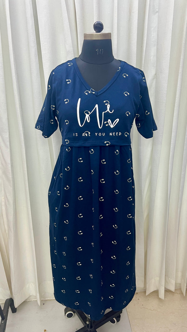 Midi navy love thick weight dress