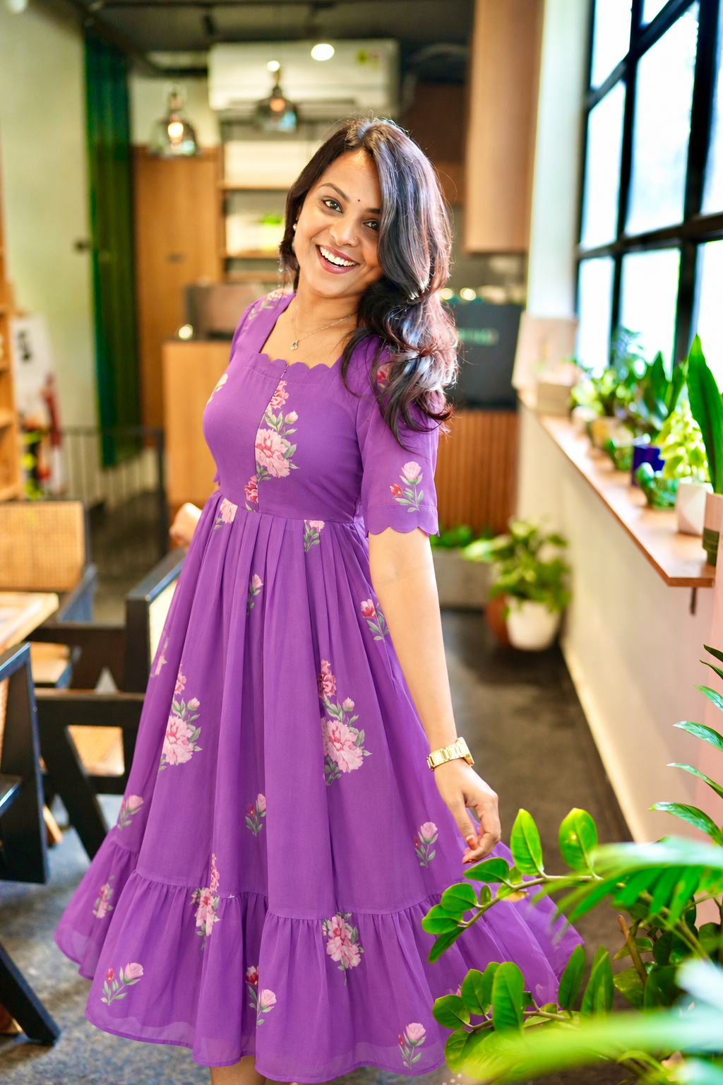 Diya  georgette casual Dress With Lining ( No-Iron Everyday Dress)