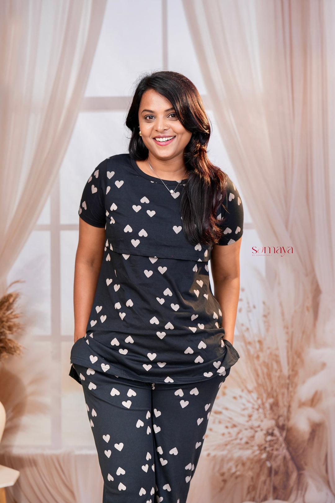 Black Heart Feeding Pant Set