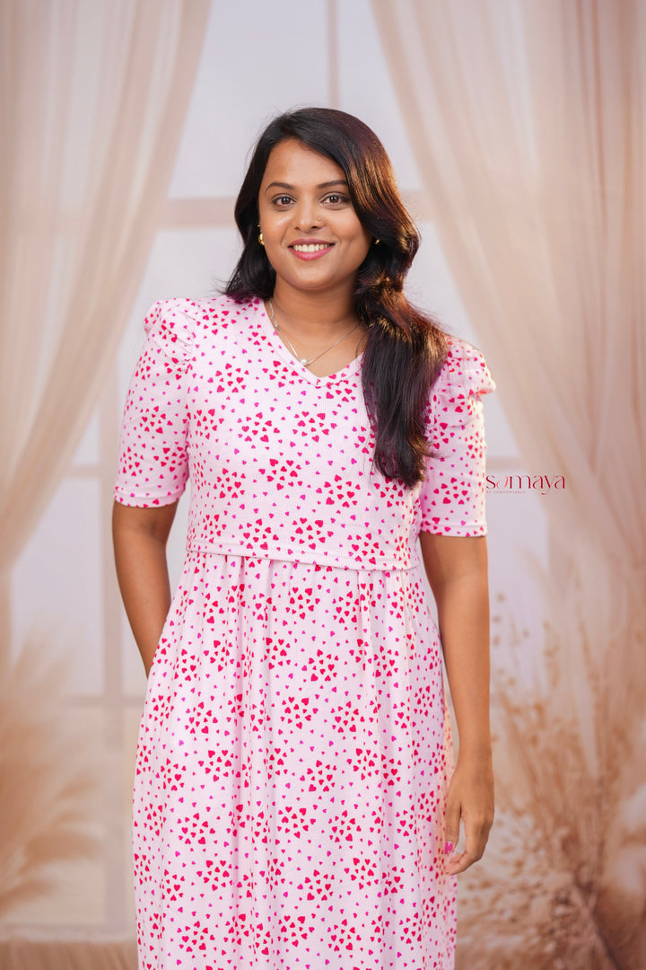 Maxi Babypink Waffle  Dress