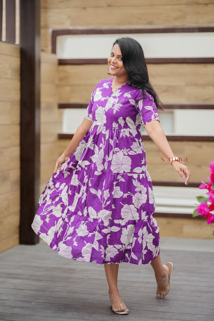 Grape  casual Dress With Lining